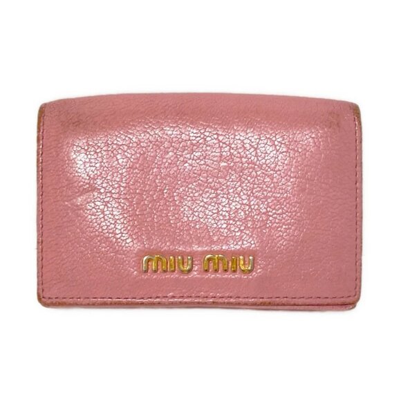 miumiu - Light Pink Leather Business Card Holder - Picture 1 of 7